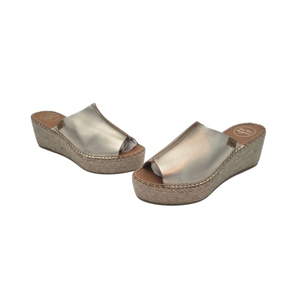 Toni Pons Shoes - Toni Pons Ivonne Espadrille Platform Wedge Slide Sandals Platinum Gold EU 39/8.5